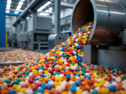 助剂母粒产品,彩色颗粒状,精密包装,高科技实验室背景