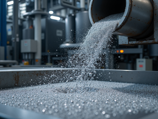 聚乙烯塑料颗粒,白色颗粒状,工业包装,现代化工厂背景